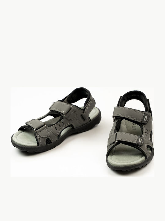Leather Men's Sandals In Grey Colour