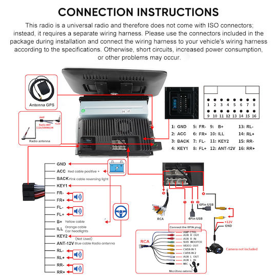 Junsun Ραδιόφωνο Αυτοκινήτου 1 DIN (Bluetooth/USB)