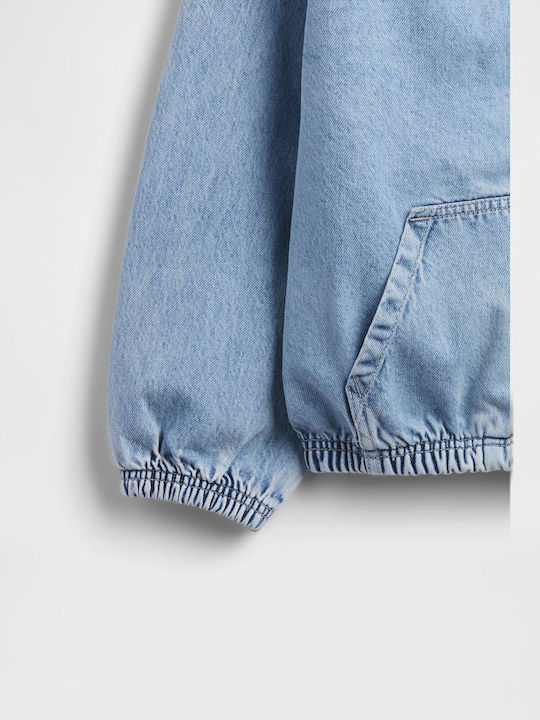 Детско Деним Яке Късо с Качулка Medium Wash
