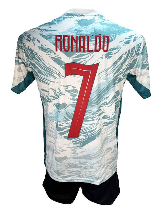 Kids Football Kit Portugal National Team Ronaldo Veraman White Black 300626-16