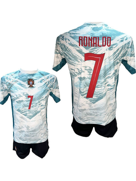 Kids Football Kit Portugal National Team Ronaldo Veraman White Black 300626-16