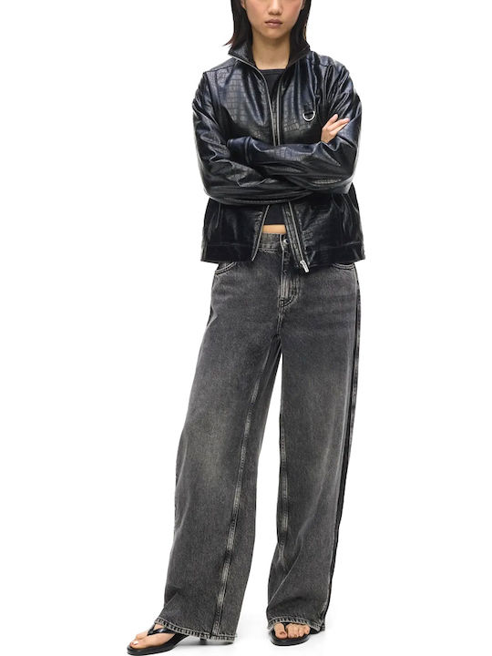 Long Women's Bomber Jacket Black