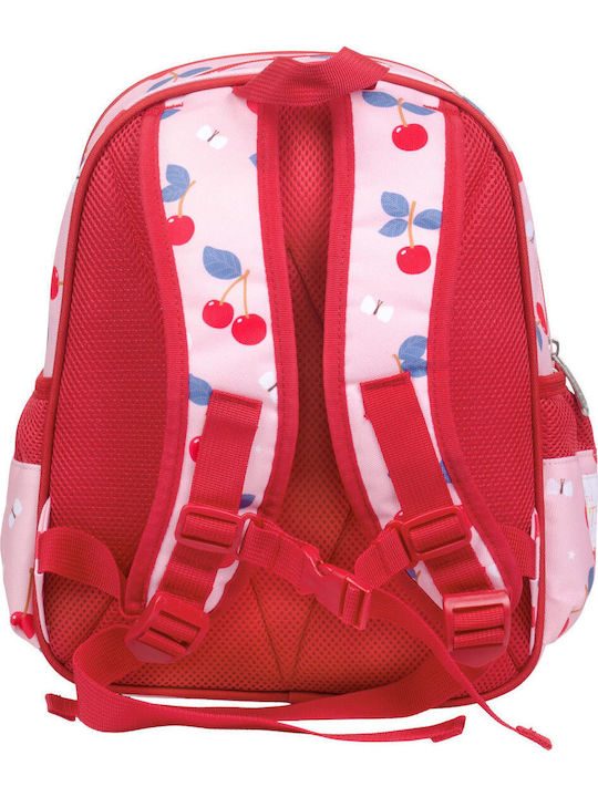 A Little Lovely Company Cherries School Set Pink 19 x 19 x 32 cm + Water Bottle
