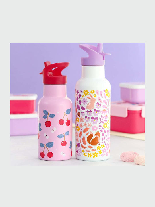 A Little Lovely Company Cherries School Set Pink 19 x 19 x 32 cm + Water Bottle