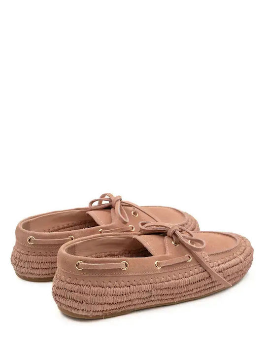 Δερμάτινα Γυναικεία Loafers σε Ροζ Χρώμα