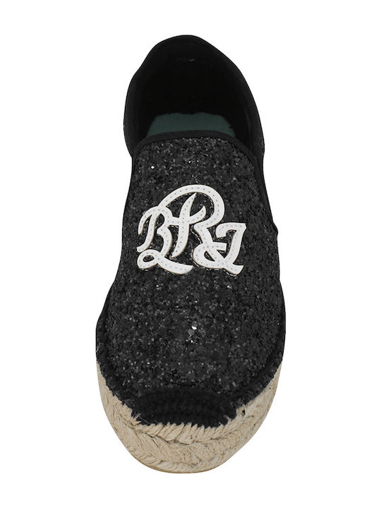 Stoff Damen Espadrilles in Schwarz Farbe