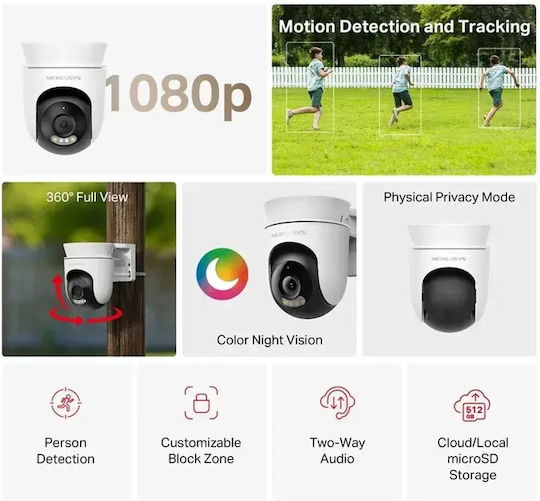 Mercusys IP Surveillance Camera Wi-Fi Full HD 1080p Waterproof with Speaker