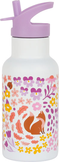 A Little Lovely Company Flower Garden Stainless Steel Kids Dinner Set 0.35lt Pink 23 x 16 x 16cm