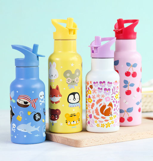 A Little Lovely Company Flower Garden Stainless Steel Kids Dinner Set 0.35lt Pink 23 x 16 x 16cm