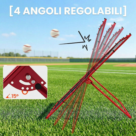 Sportnow Φορητό Δίχτυ Ανάκρουσης Baseball 4 Ρυθμιζόμενες Γωνίες A62-050v00rd