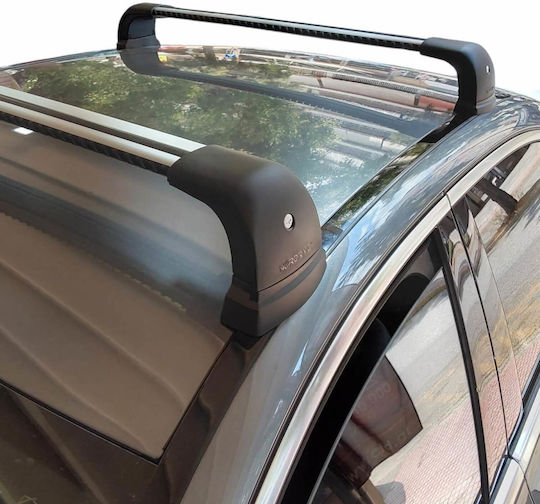 Nordrive Aluminum Car Roof Bars Silenzio for Citroen CX 4D 2016>2020 Set with Roof Rack Legs and Lock Silver