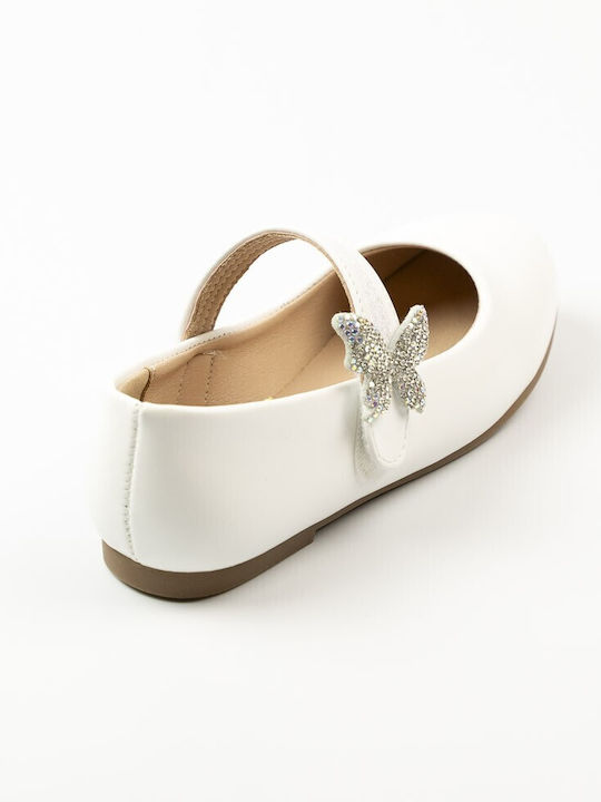 Kids Pumps & Ballerinas with Hook & Loop Closure White