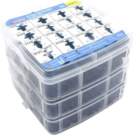 16 Types Car Plastic Bumper Door Panel Clips 620 Pieces Black