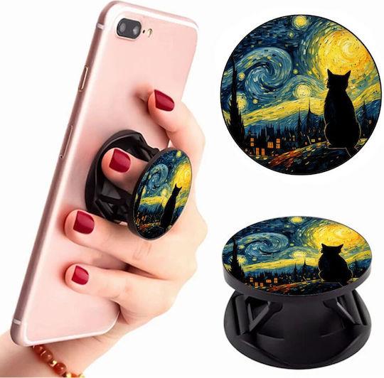 Starry Night Cat Phone Holder Stand Handheld Phone Support Base