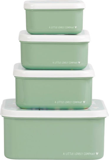 A Little Lovely Company Joy School Lunch Bag Handheld Green 23.5x10x30cm