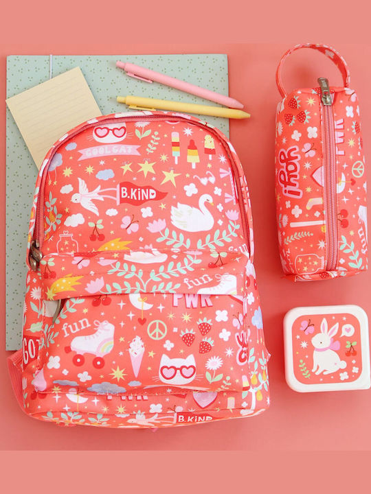 A Little Lovely Company Fun Kindergarten Backpack Pink 23.5 x 10 x 30cm Water Bottle Holder + Water Bottle
