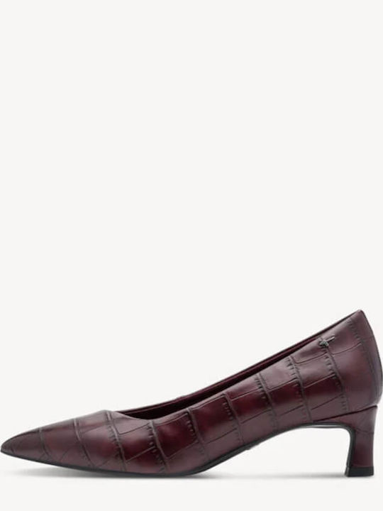 Spitze Zehe Pumps mit niedrigem Absatz Burgundisch