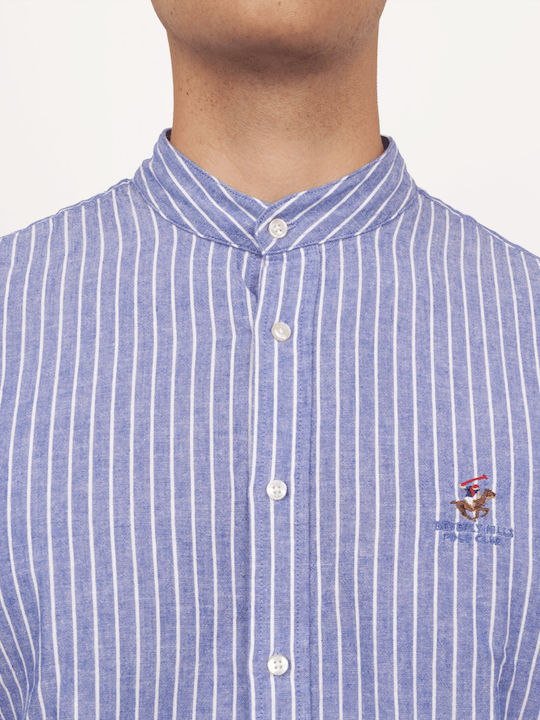 Long Sleeve Regular Fit Striped Shirt in Misto Lino