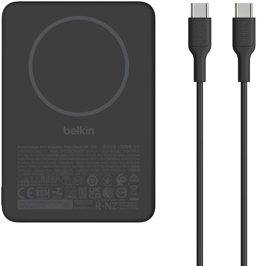 Belkin BoostCharge Slim MagSafe Qi2 Power Bank 10000mAh Black