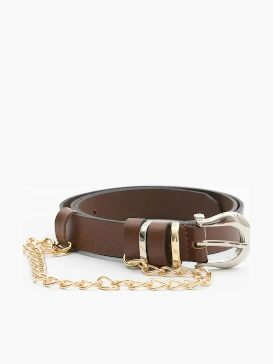 Дамски Кожен Колан Chain Кафяв
