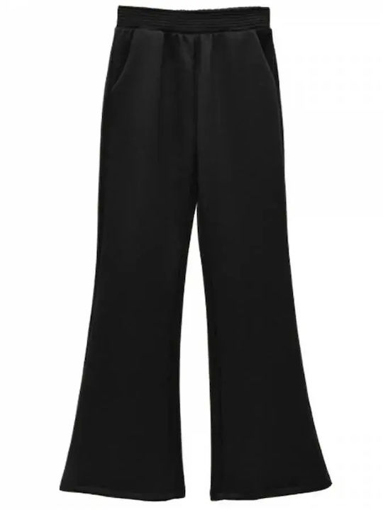 Damen Stoffhose mit Gummiband in Regulärer Passform Schwarz