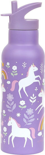 A Little Lovely Company Πλαστικό Παιδικό Σετ Φαγητού 0.5lt Unicorn Dreams + μπουκάλι με διπλό τοίχωμα