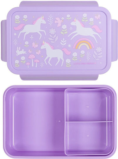 A Little Lovely Company Πλαστικό Παιδικό Σετ Φαγητού 0.5lt Unicorn Dreams + μπουκάλι με διπλό τοίχωμα