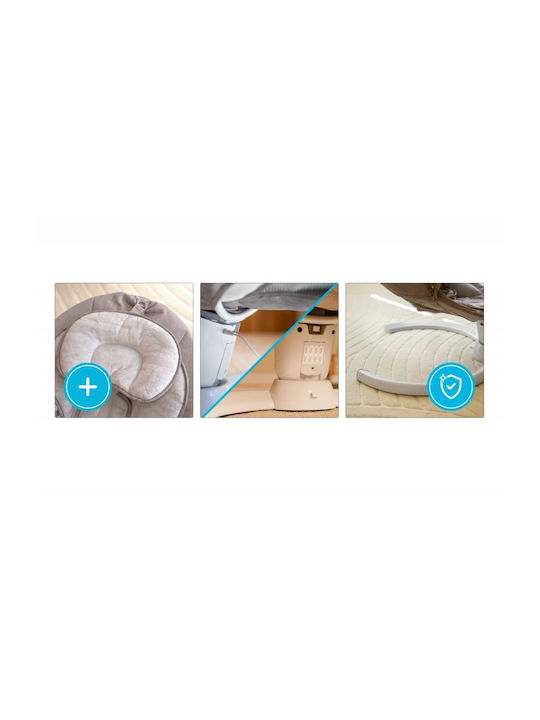 Kidnort Balansoar Electric Pentru Bebelusi Cu Muzică Gri Pentru Copil Până La 9kg