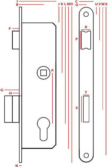 Recessed Lock with Cylinder Left