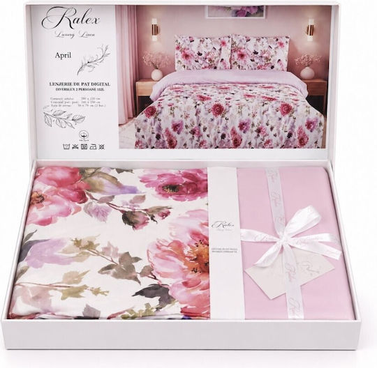 Pucioasa Duvet Cover Set 240x250cm Double With 2 Pillowcases & 1 Bed Sheet Light Blue