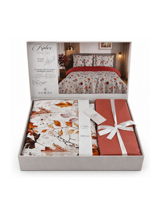 Pucioasa Set Huse Pentru Pilote 240x250cm Superdublu Cu 2 Fețe De Pernă & 1 Cearșaf Autumn Leaves