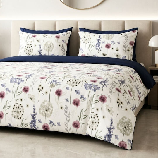 Pucioasa Σετ Παπλωματοθήκη 240x250cm Υπέρδιπλη με 2 Μαξιλαροθήκες & 1 Σεντόνι Wildflowers And Butterflies