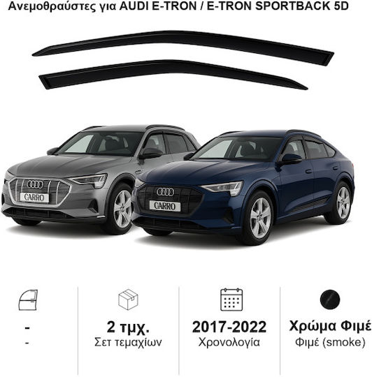 Heko Set of Windbreakers Front Car Dark Fime for Audi e-tron 2pcs