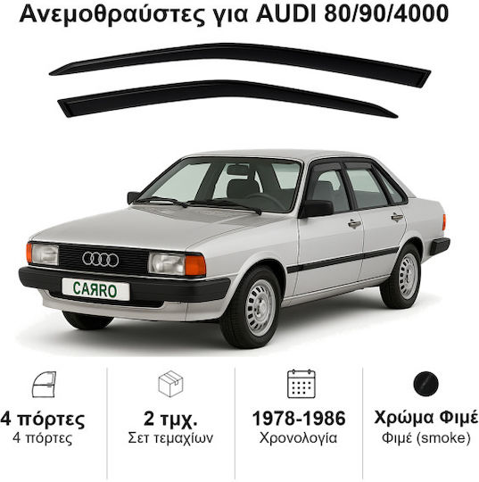 Heko Set of Windbreakers Front Car Dark Fime for Audi 80 2pcs