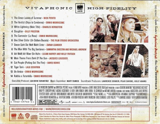 Various Quentin Tarantino's Inglourious Basterds Motion Picture Soundtrack Cd