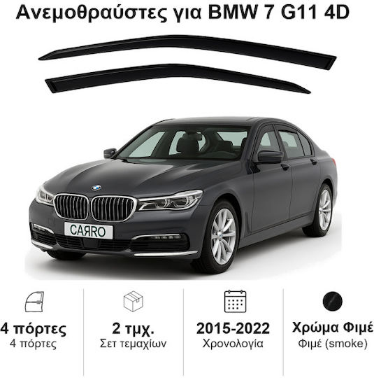 Heko Σετ Ανεμοθραύστες Αυτοκινήτου Μπροστινοί Σκούρο Φιμέ για BMW Σειρά 7 2τμχ