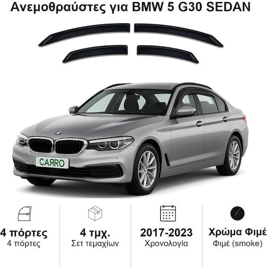 Heko Satz Windabweiser Vordere und Hintere Dark Fime für BMW Serie 5 4Stück