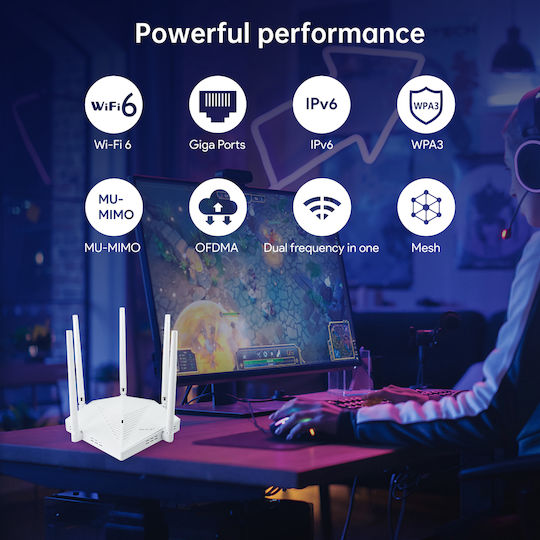 EDUP AX3000 Безжичен Рутер Wi‑Fi 6 с 3 Gigabit Порта
