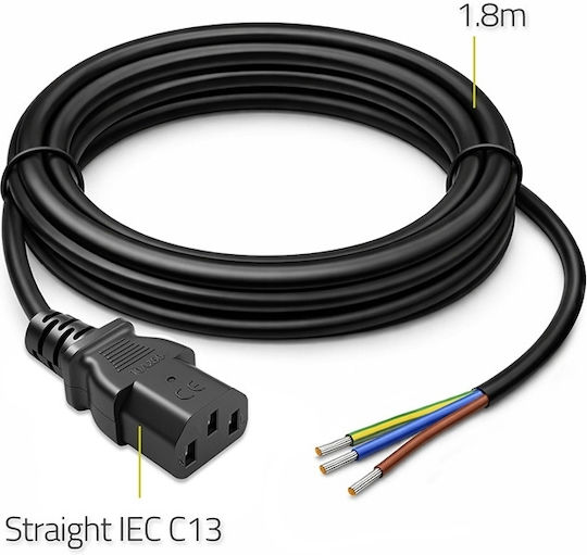 Qoltec Cablu De Alimentare Iec C13 Decupat Lipit Cupru Pur Cu 3x0.75 Mm² 1.8 M