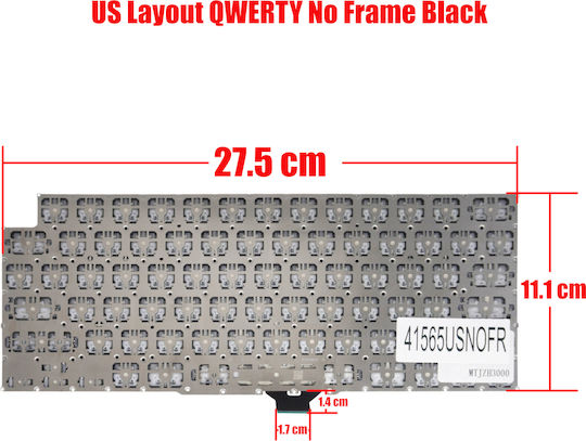 Laptop Keyboard Apple Macbook Pro 14" M1 A3401 2024 Emc8894 US No Frame Black Κωδ.41565usnofr
