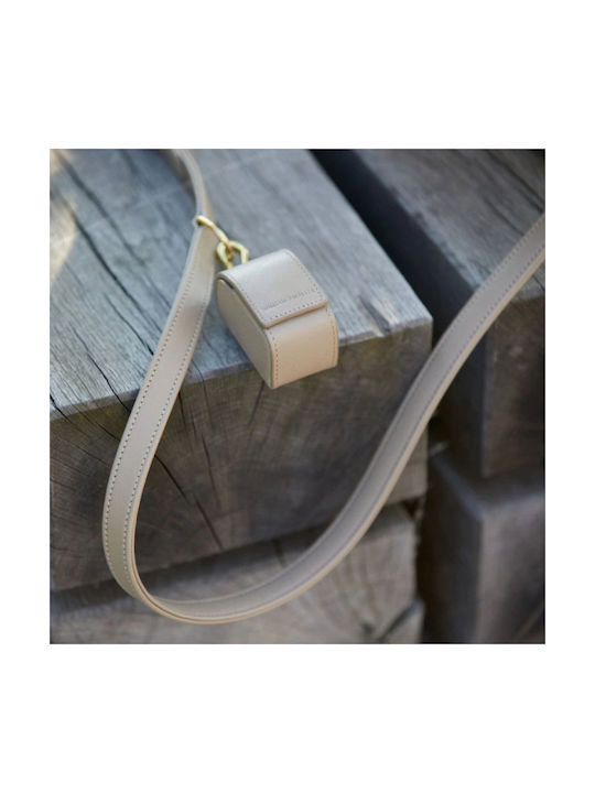 William Walker Adjustable Leather Dog Leash Sand Beige Plain Collection Xxs-Xs 1.5cm