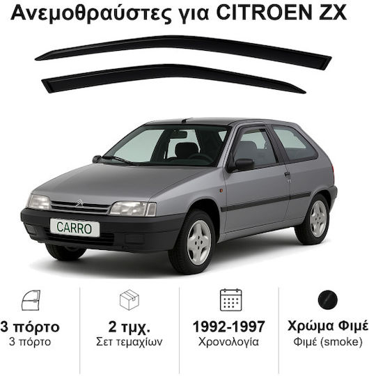 Heko Σετ Ανεμοθραύστες Αυτοκινήτου Μπροστινοί Σκούρο Φιμέ για Citroen ZX 2τμχ