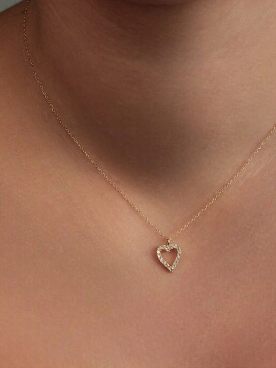 Ioannis Kosmima Necklace with Heart Design in Yellow Gold with Zircon
