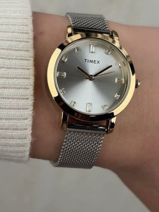 Timex Women's Watch 31mm Battery with Silver Metal Bracelet