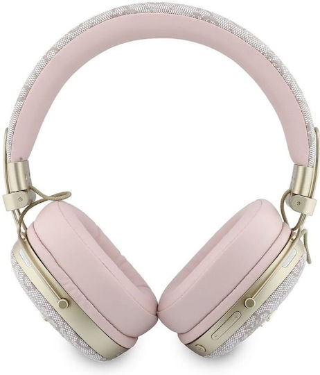Guess 4G Metal Script Logo Wireless Bluetooth Over Ear Headphones with 26 Hours Playing Time Pink