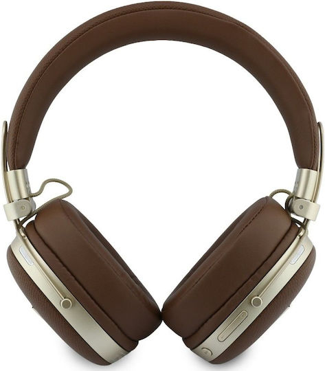 Guess Metal Grained Triangle Logo Wireless Bluetooth Over Ear Headphones with 2 Hours Playing Time Brown