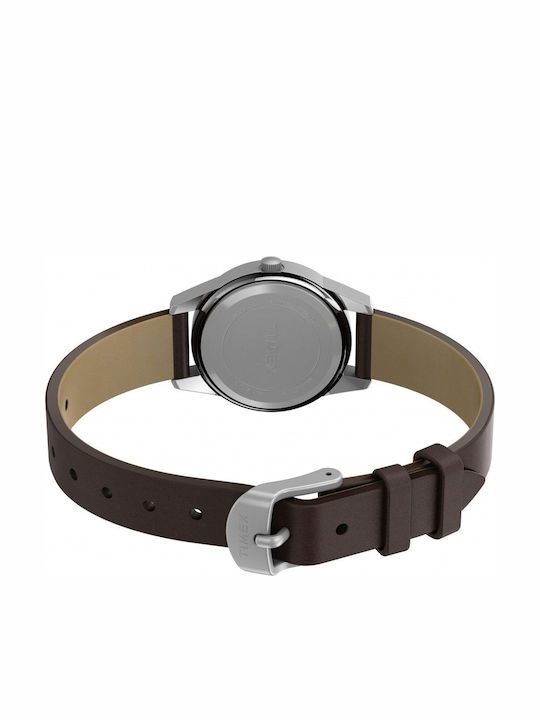 Timex Дамски часовник 26mm Кварцов с Кафява Кожена Каишка