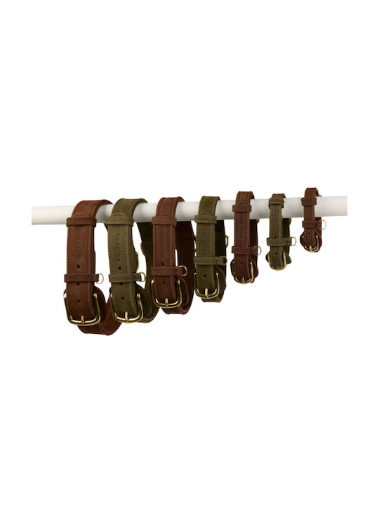 William Walker Waterproof Leather Dog Collar Nubuck Green Heritage Collection Large 43cm