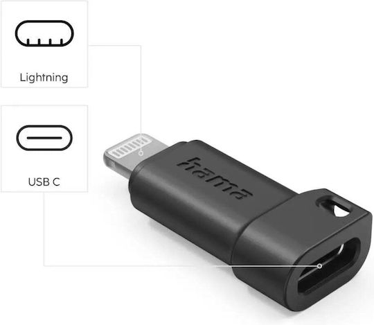 HAMA Конвертор USB-C / Lightning мъжки към USB-C / Lightning женски