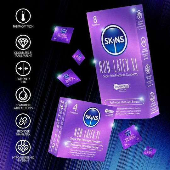 Skins Condoms 4pcs 57mm for Large Sizes Thin for Natural Feeling Natural